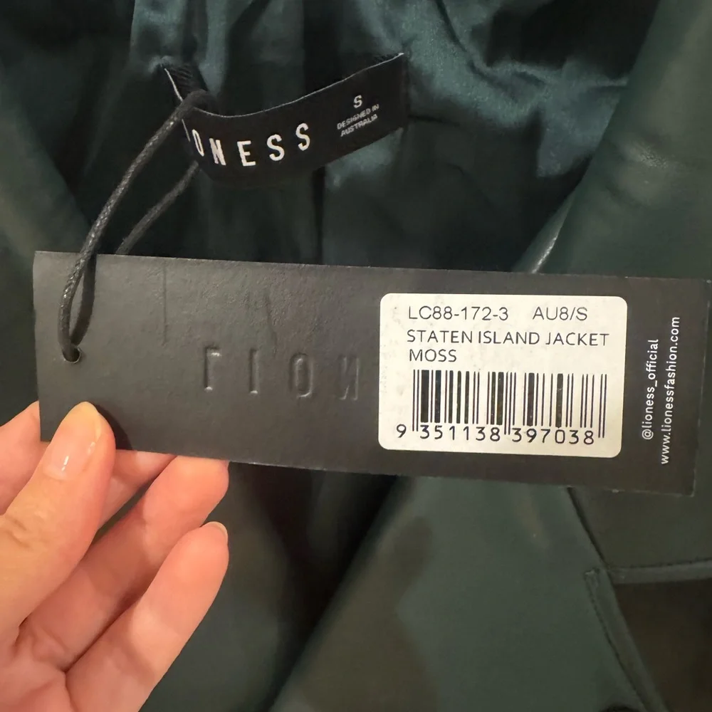 Lioness Dark Green/Moss Leather Jacket NWT - Picture 3 of 3